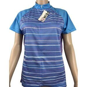 Primal Wear women's cycling bike jersey size large kismet blue striped NWT